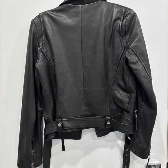 Zara TRF Motorcycle jacket genuine leather size M - Picture 2 of 7